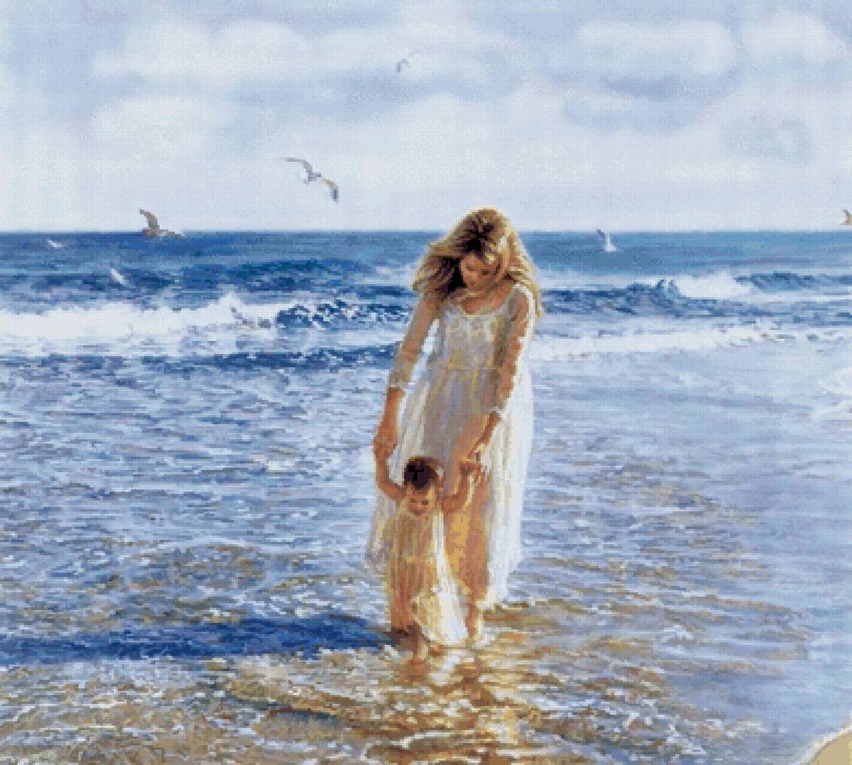 Первые шаги. Море - море, мама и ребенок, чайки - предпросмотр