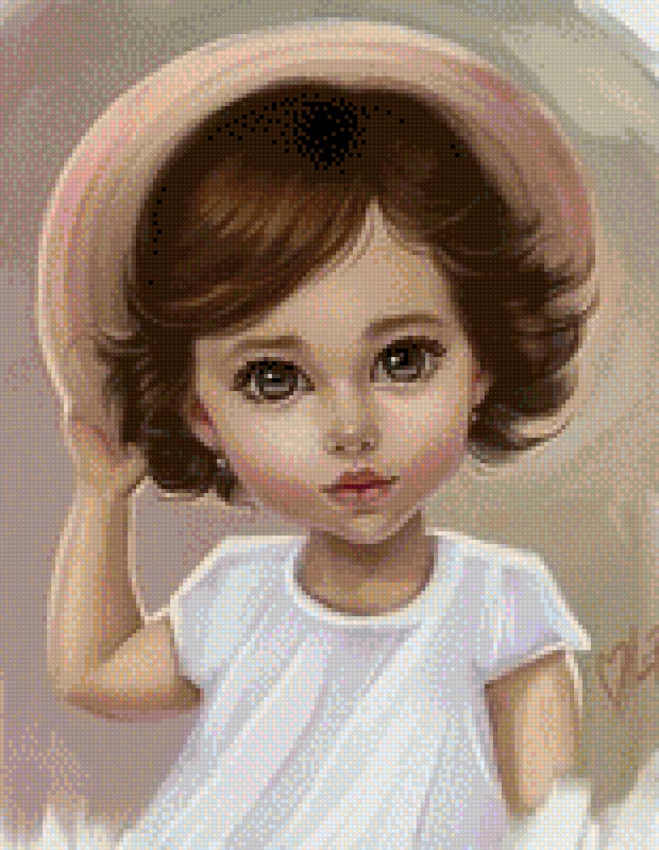 niña con sombrei - niña, sombrero - предпросмотр