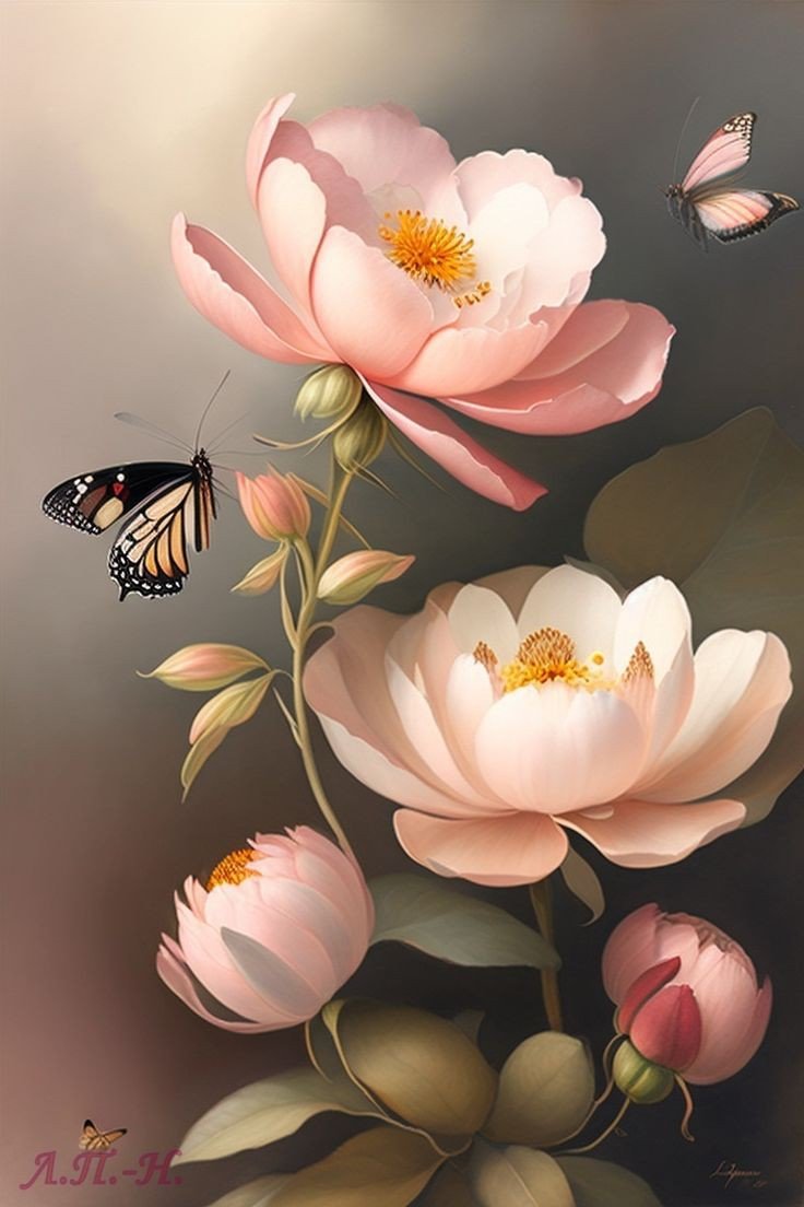 Бабочки и цветы - бабочки и цветы - оригинал