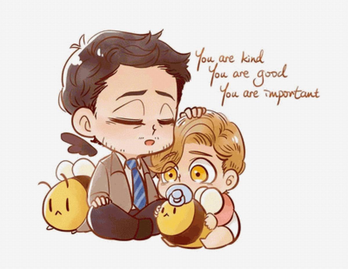 Лучший "отец" - вышивка, схема, чиби, сверхъестественное, арт - предпросмотр