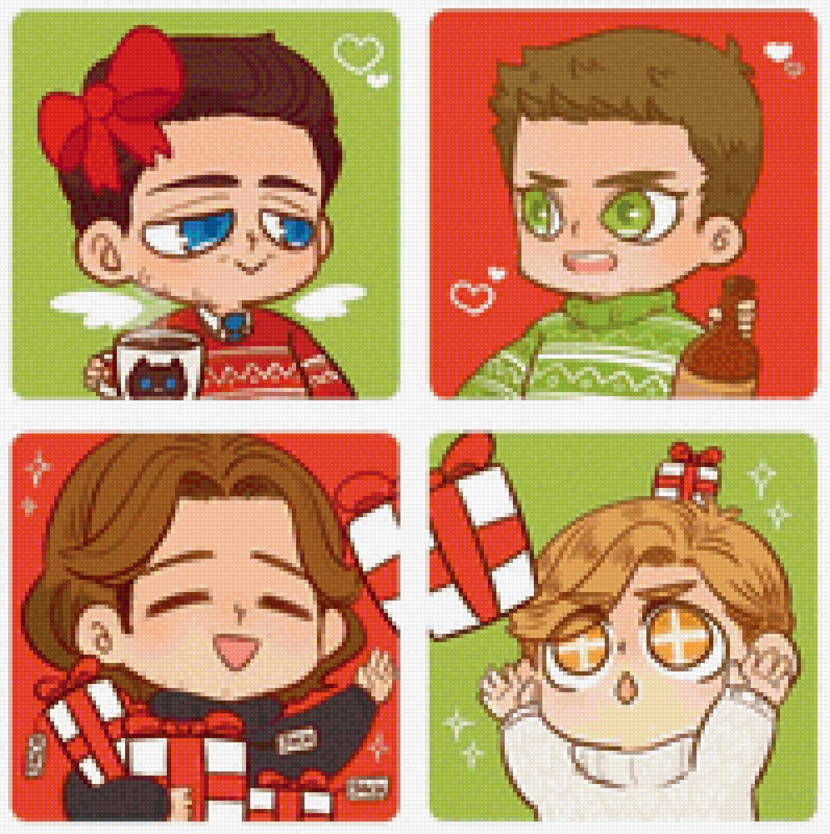 Просто - вышивка, схема, арт, сверхъестественное, чиби - предпросмотр