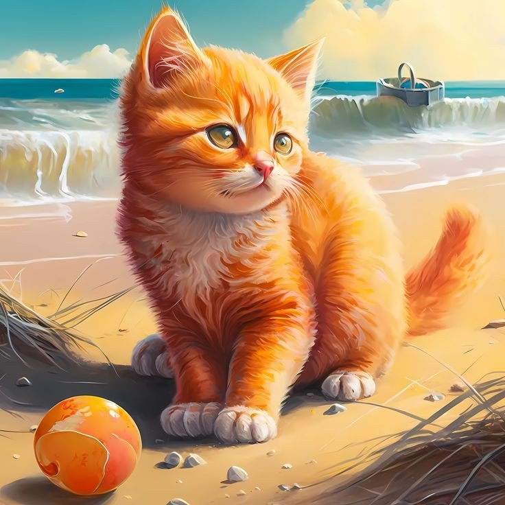 Mèo và biển - mèo - оригинал