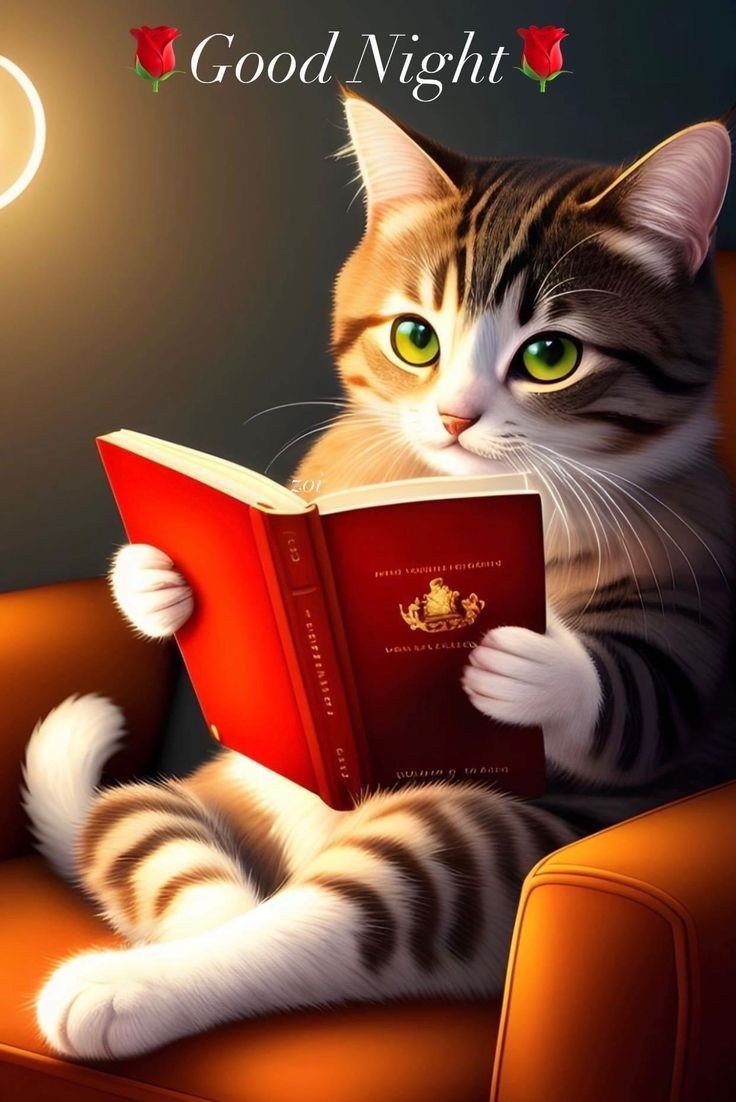 Mèo đọc sách - mèo - оригинал