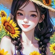 Схема вышивки «Cô gái và hoa Hướng Dương 🌻»