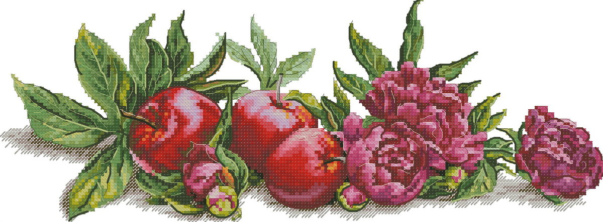 Яблоки и пионы - оригинал