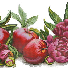 Оригинал схемы вышивки «Яблоки и пионы» (№2685496)