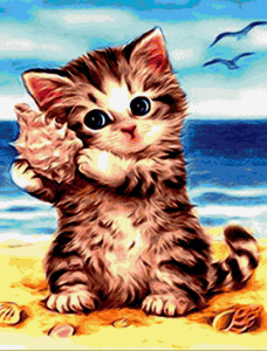 котенок на море - предпросмотр