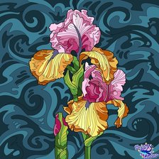 Схема вышивки «подушка ирисы»