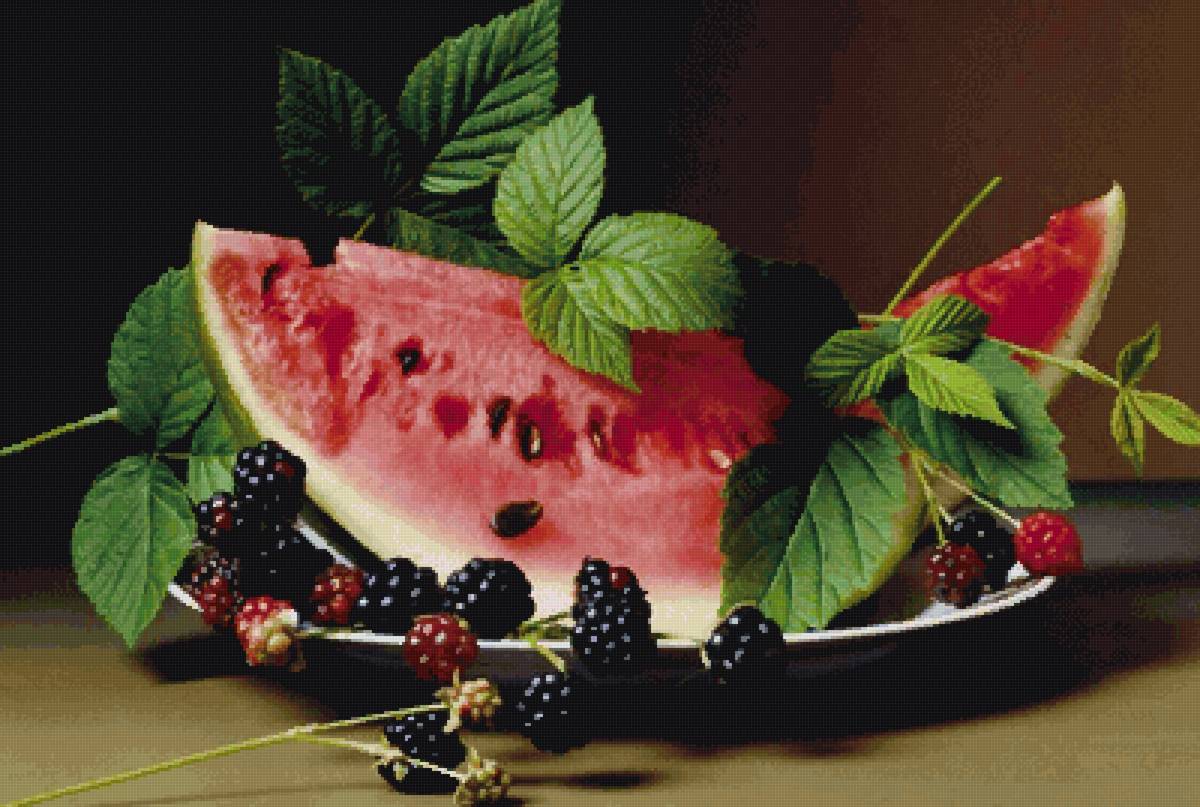 натюрморт - арбуз.ягоды - предпросмотр