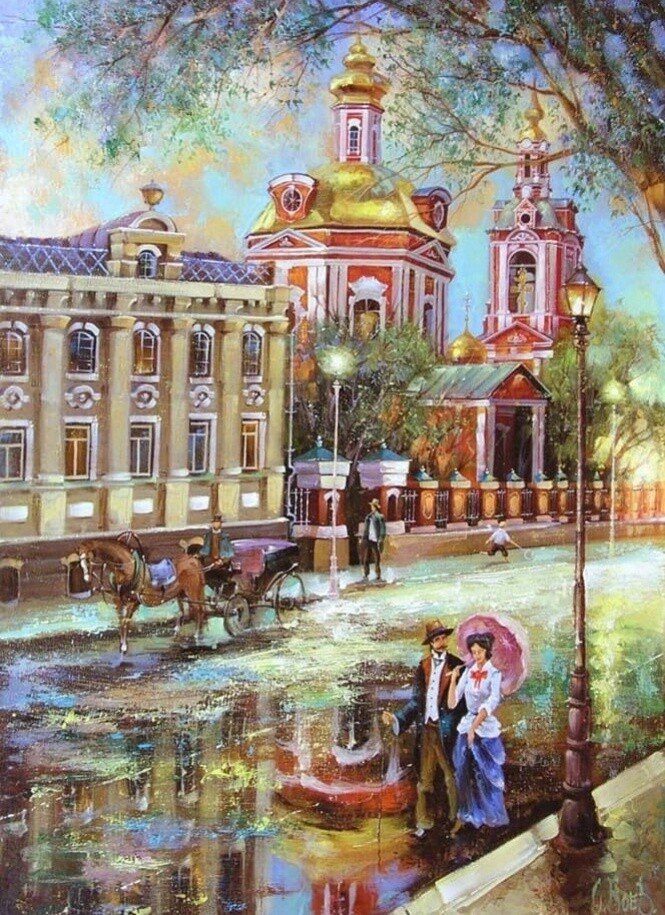 Старая Басманная - дождь, город - оригинал