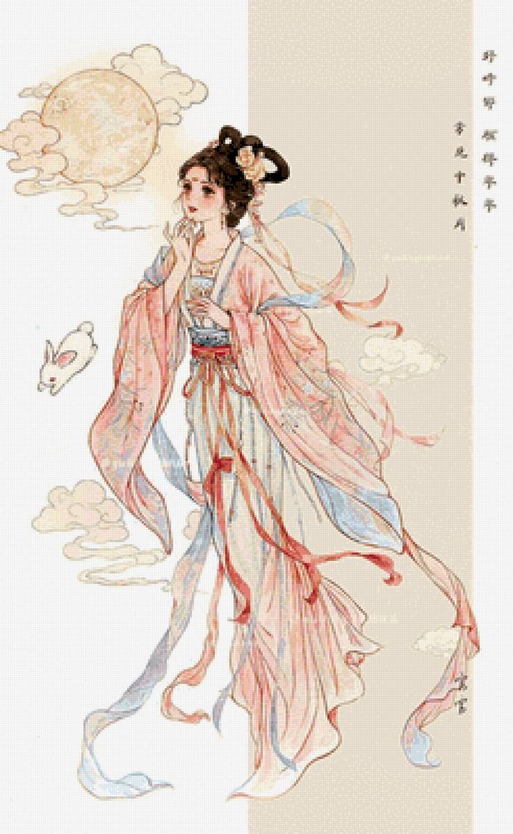 Tranh thêu chữ thập - hằng nga - предпросмотр