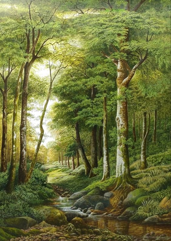 Лесной ручей - пейзаж, ручей, лес - оригинал