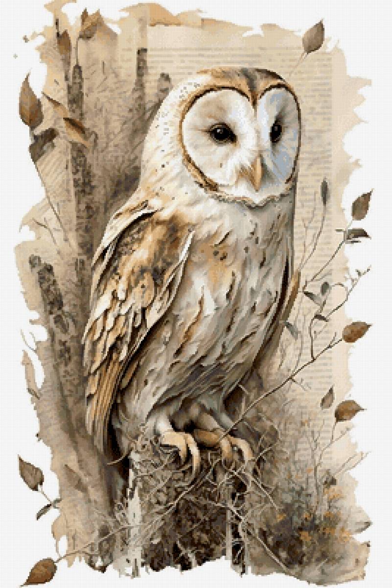 Сова - акварель, рисунок, сова - предпросмотр