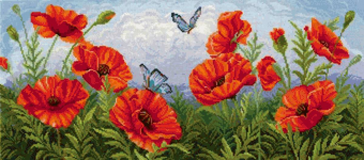 №2689955 - пано, бабочки, маки - предпросмотр