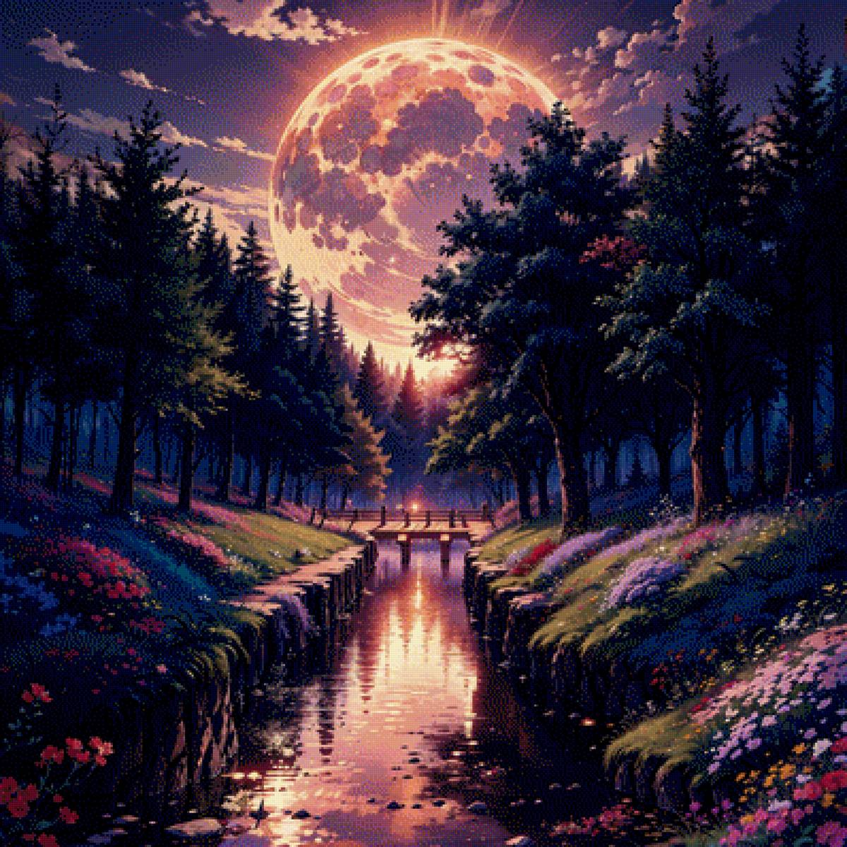 Огромная луна - луна, пейзаж - предпросмотр