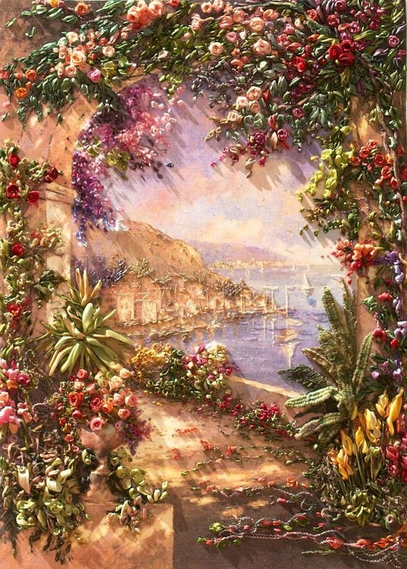 Цветы - арка, цветы, пейзаж - оригинал