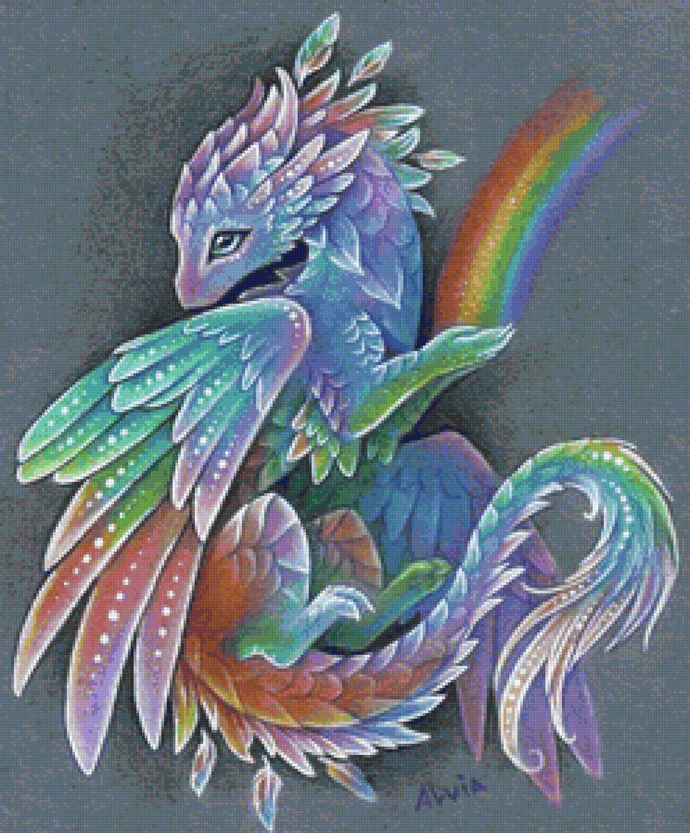 rainbow dragon - alvia alcedo, rainbow, dragon, solids - предпросмотр