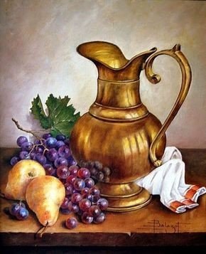 Натюрморт с кувшином - виноград, натюрморт, кувшин - оригинал