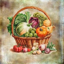 Схема вышивки «Карзина с овощами»