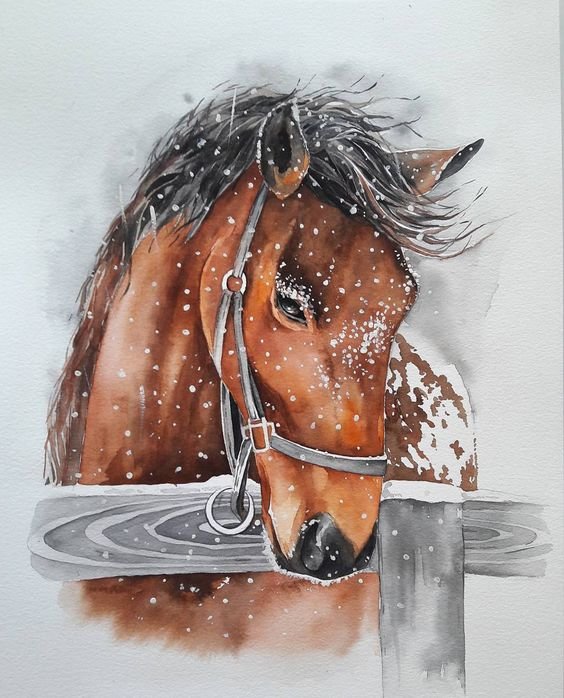 Погода и настроение - лошадь, домашнее животное, снег - оригинал