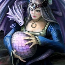 Схема вышивки «девушка  с драконом»