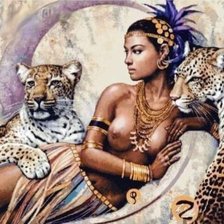 Схема вышивки «Mujer con dos leopardos»