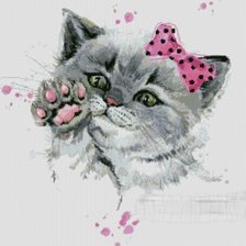 Схема вышивки «Gatita con lazo rosa»