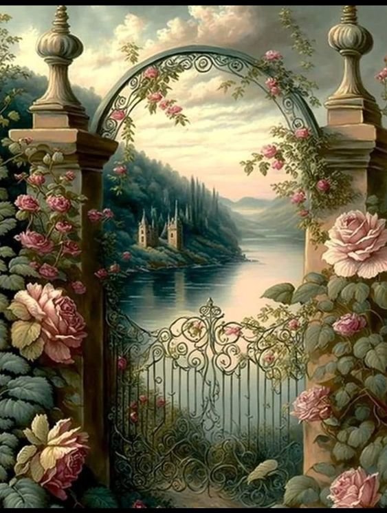 Сад - сад, калитка, пейзаж, парк, замок - оригинал