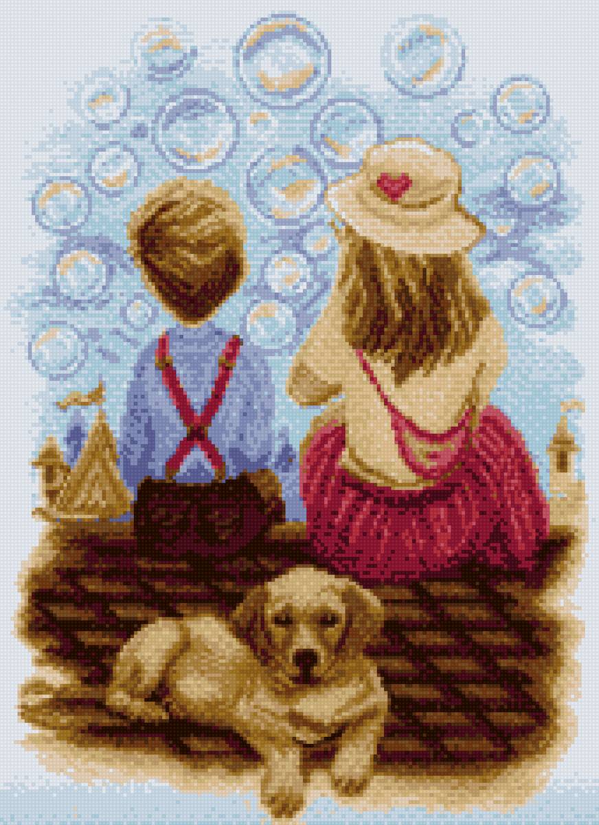 Мыльные пузыри от "Матренин посад" - мальчик, собака, девочка, мыльные пузыри - предпросмотр