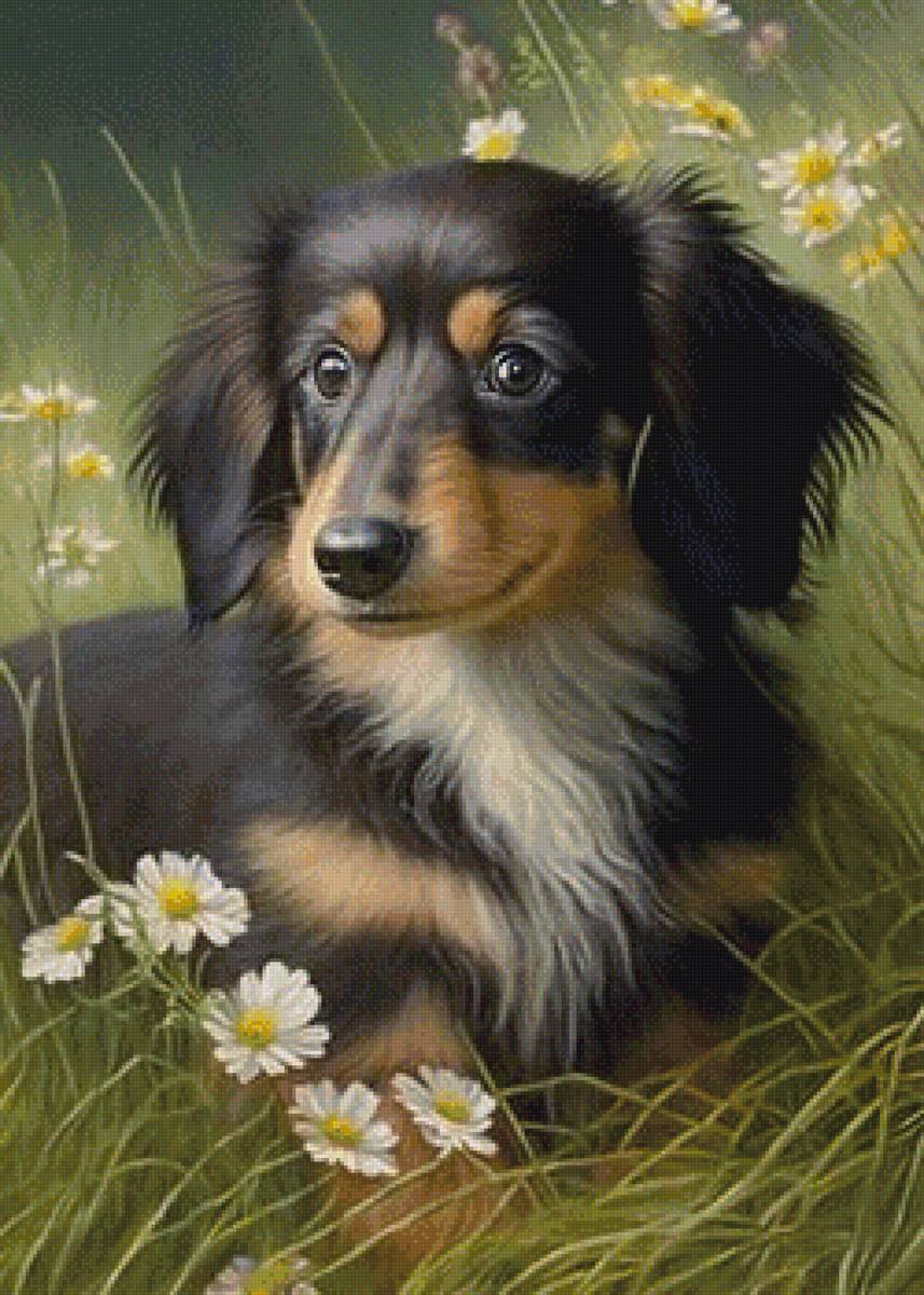 Наедине с природой - домашние животные, собака, живопись - предпросмотр
