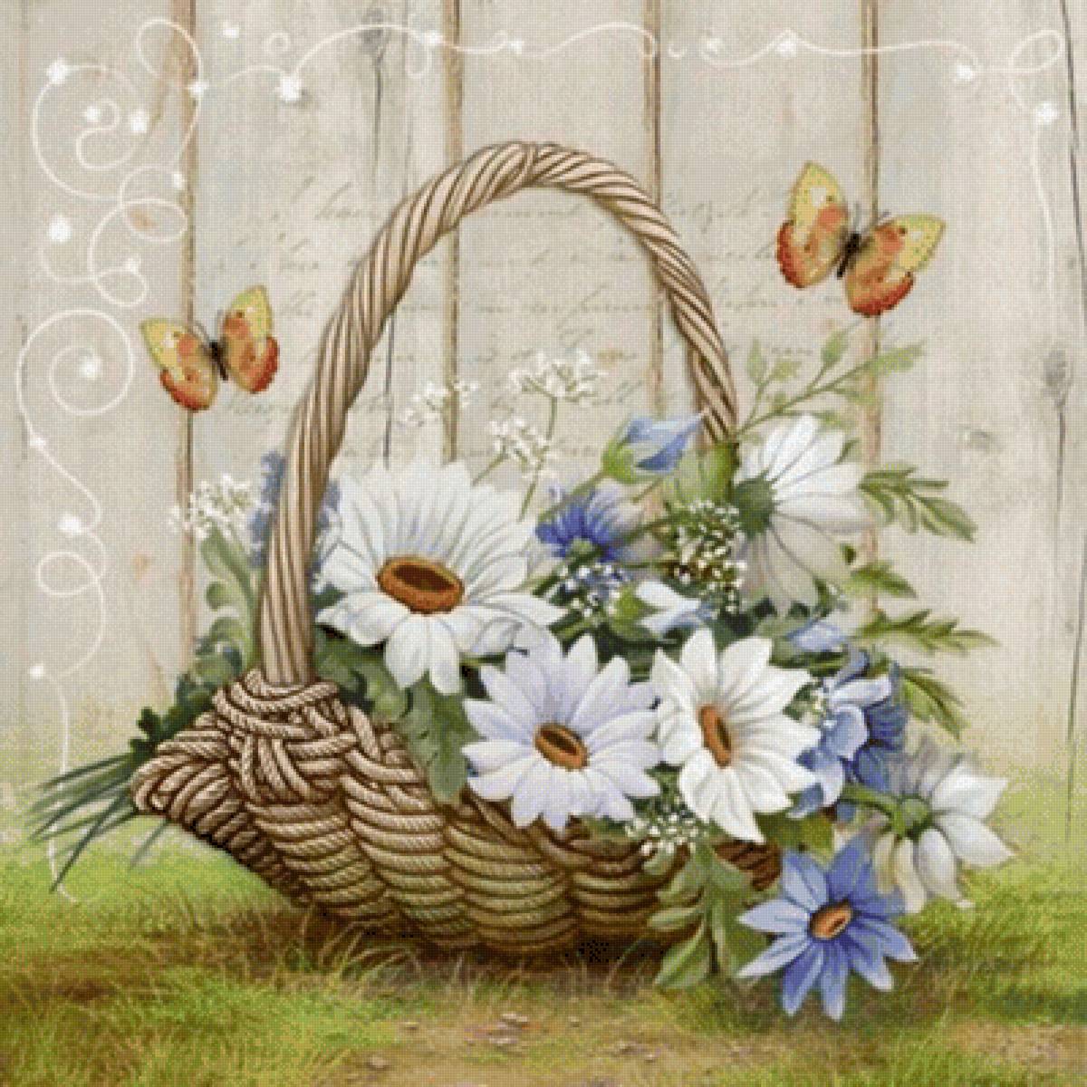 Карзина с ромашками - карзина с ромашками - предпросмотр