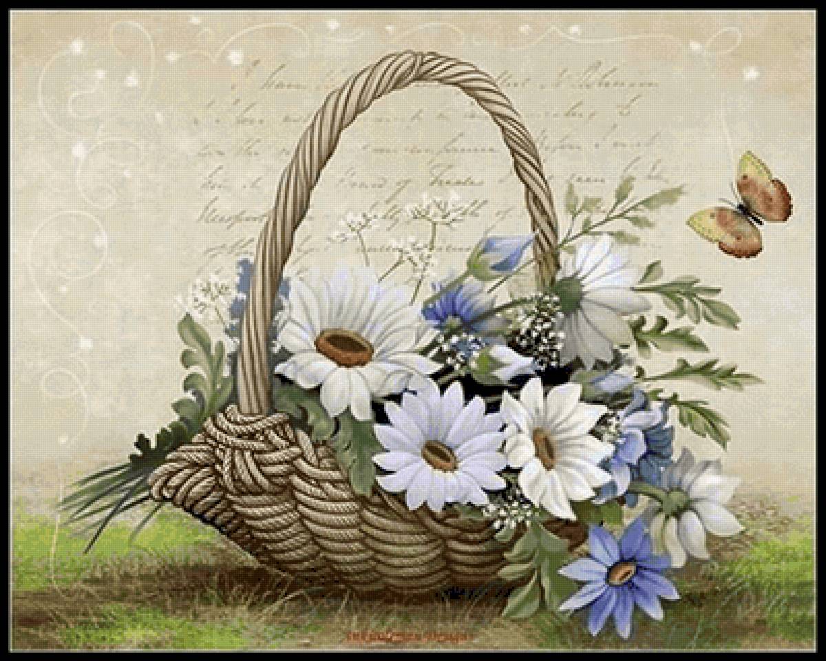 Карзина с ромашками - карзина с ромашками - предпросмотр