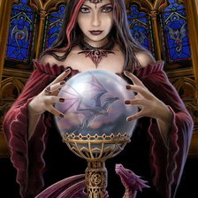 Схема вышивки «девушка с шаром и дракон»