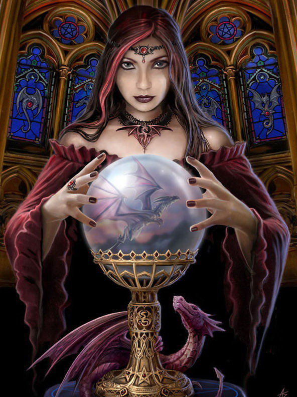 девушка с шаром и дракон - фентази - оригинал