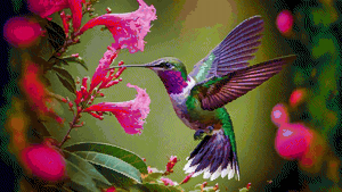 калибри - природа, пейзаж, цветок, калибри - предпросмотр