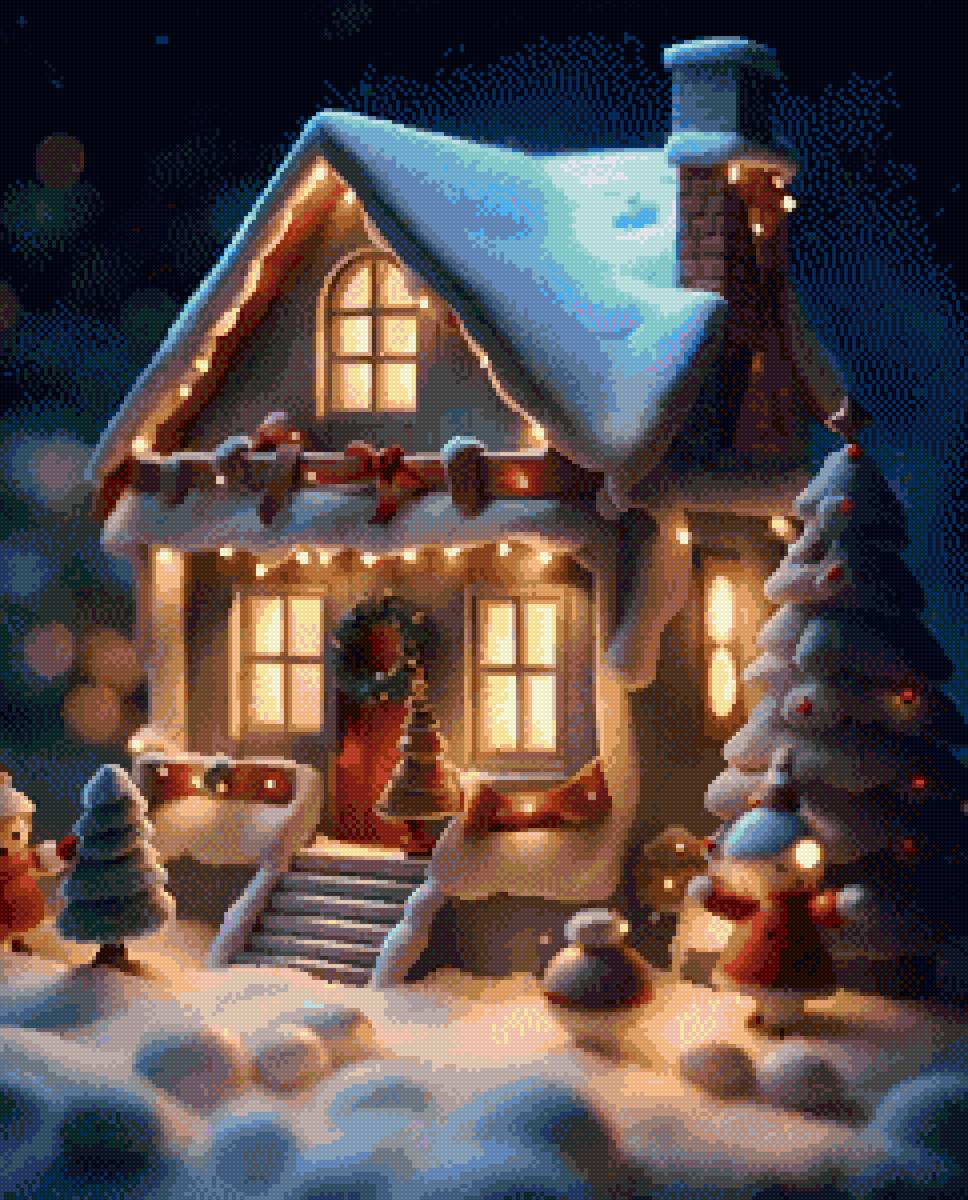 Рождественский домик - зима, рождество, домик в лесу, новый год, чудеса - предпросмотр