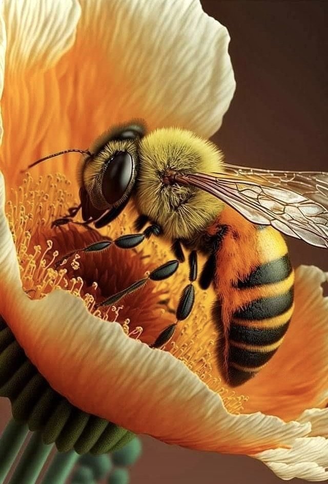 Гармония в природе - цветы, пчела - оригинал