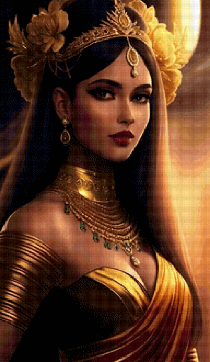 Принцесса - золотая, принцесса, цветы, красотка, женщина - предпросмотр