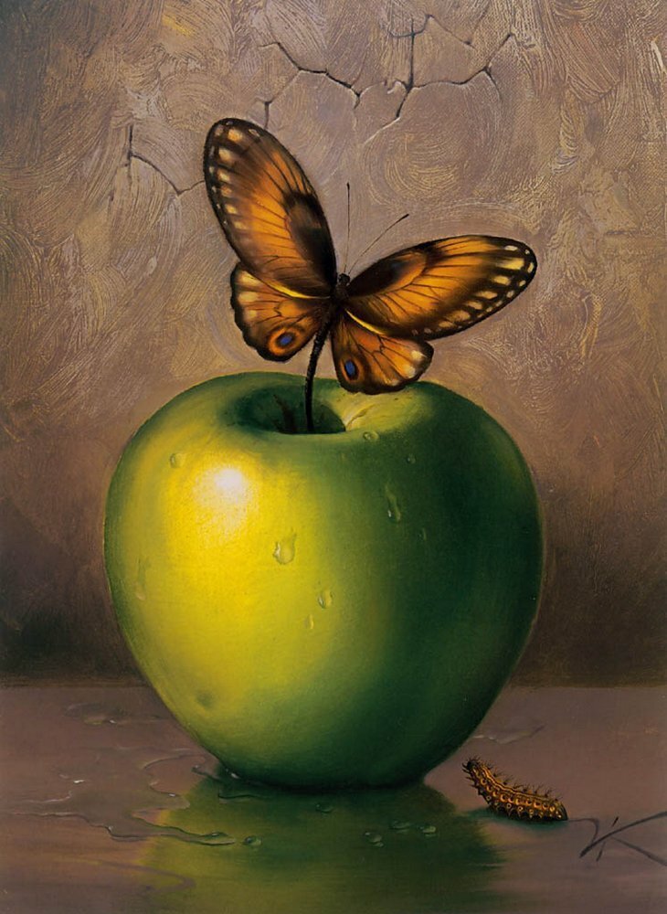 Бабочка на яблоке Дали - оригинал