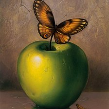 Оригинал схемы вышивки «Бабочка на яблоке Дали» (№2706928)