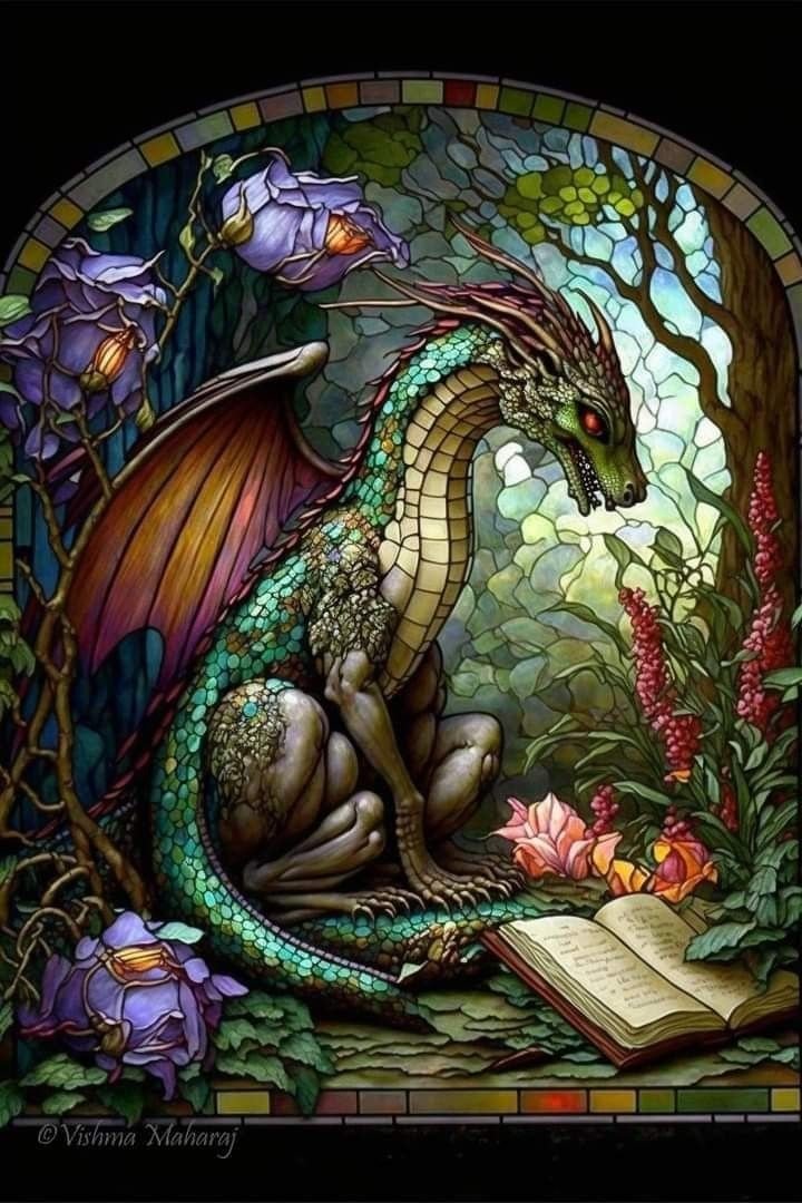 Дракон витраж - дракон, витраж - оригинал