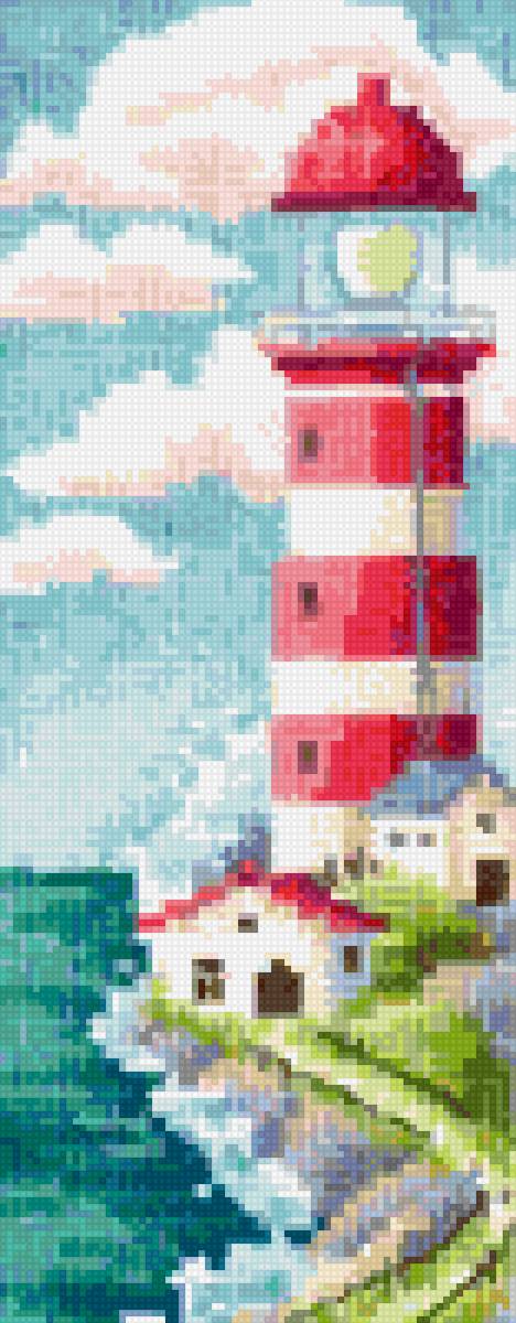 Маяк с домиком - дом, тропинка, маяк, море - предпросмотр