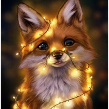 Схема вышивки «Лисичка в гирдянде»