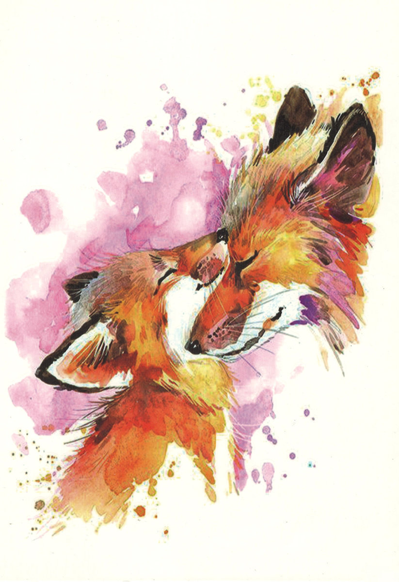 Лиса и лисенок - лисы, животные - оригинал