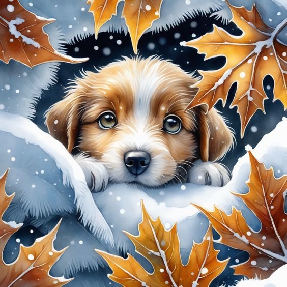 Плохая погода - домашние животные, щенок - оригинал