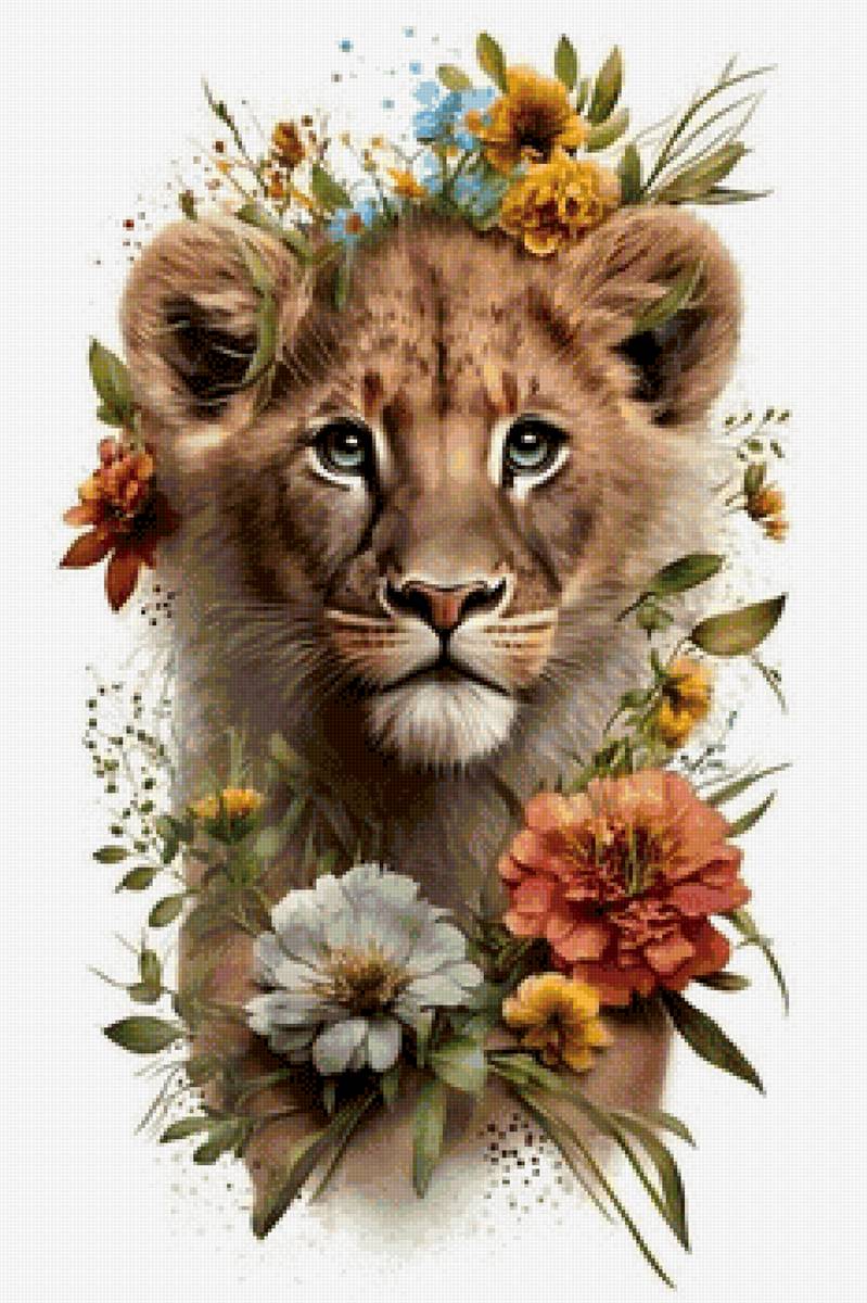 Мисс львица - живопись, лев, дикие животные - предпросмотр