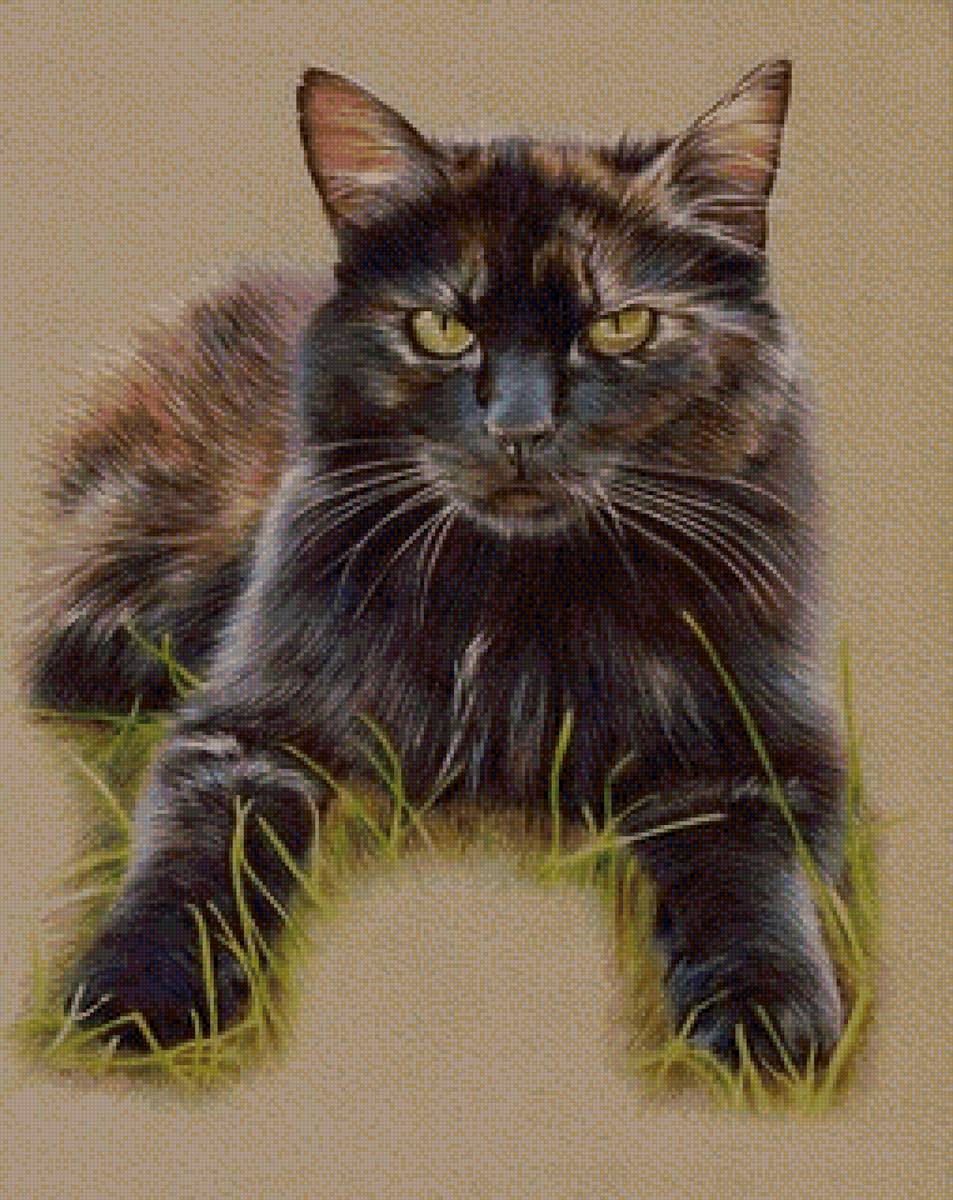 Черныш - живопись, кот, домашние животные - предпросмотр