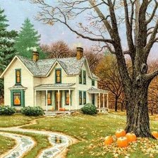 Схема вышивки «Дом мечты осенью»