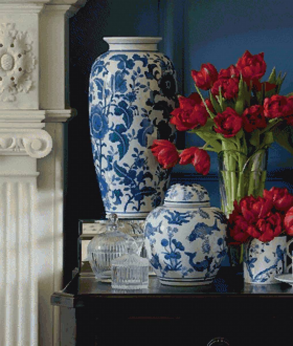 Букет цветов в вазе - тюльпаны, цветы, ваза - предпросмотр