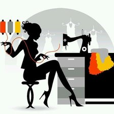 Mujer cosiendo a máquina